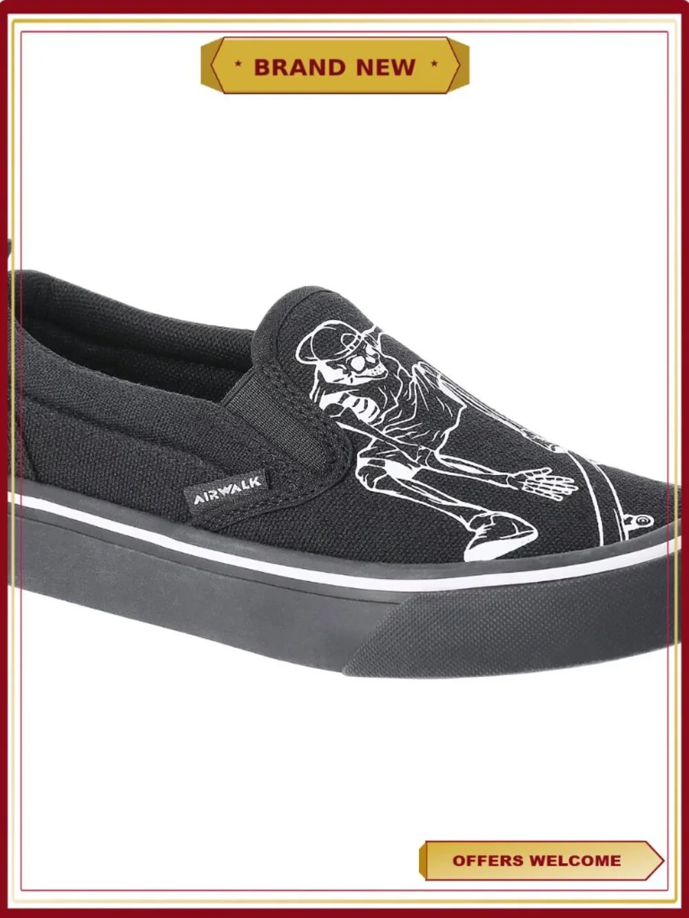 Boys Slip-On Sneakers Cushioned Insole Twin-Gore Easy On Off Skate Design